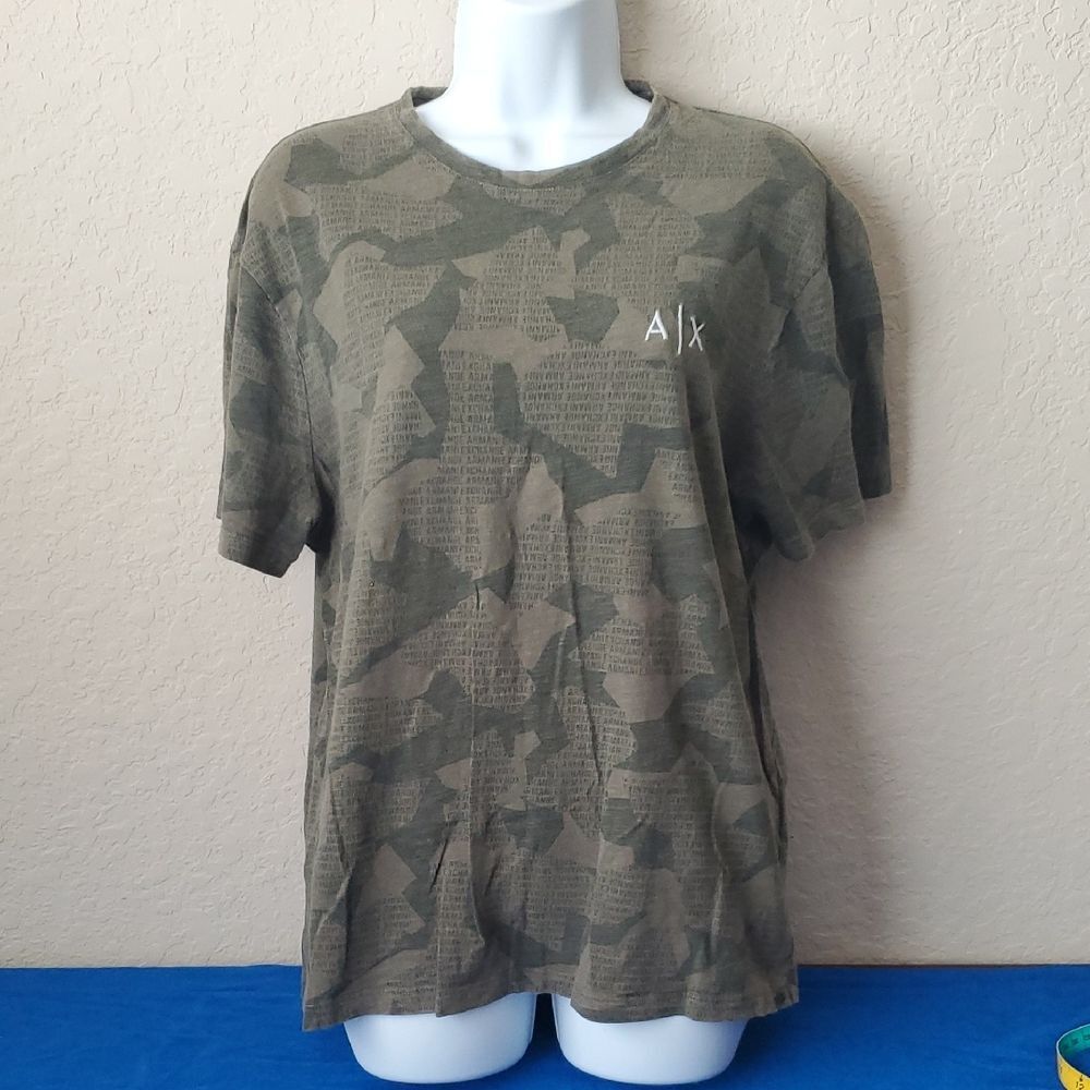 Armani Exchange AX Men’s Camo Logo Graphic T-Shirt Olive Green XL Regular